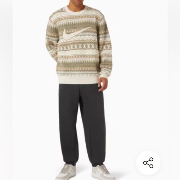 Nike Life Fair Isle Cable Knit Crewneck Sweater Orewood Brown FZ0125-105 Sz XL - Picture 6 of 16